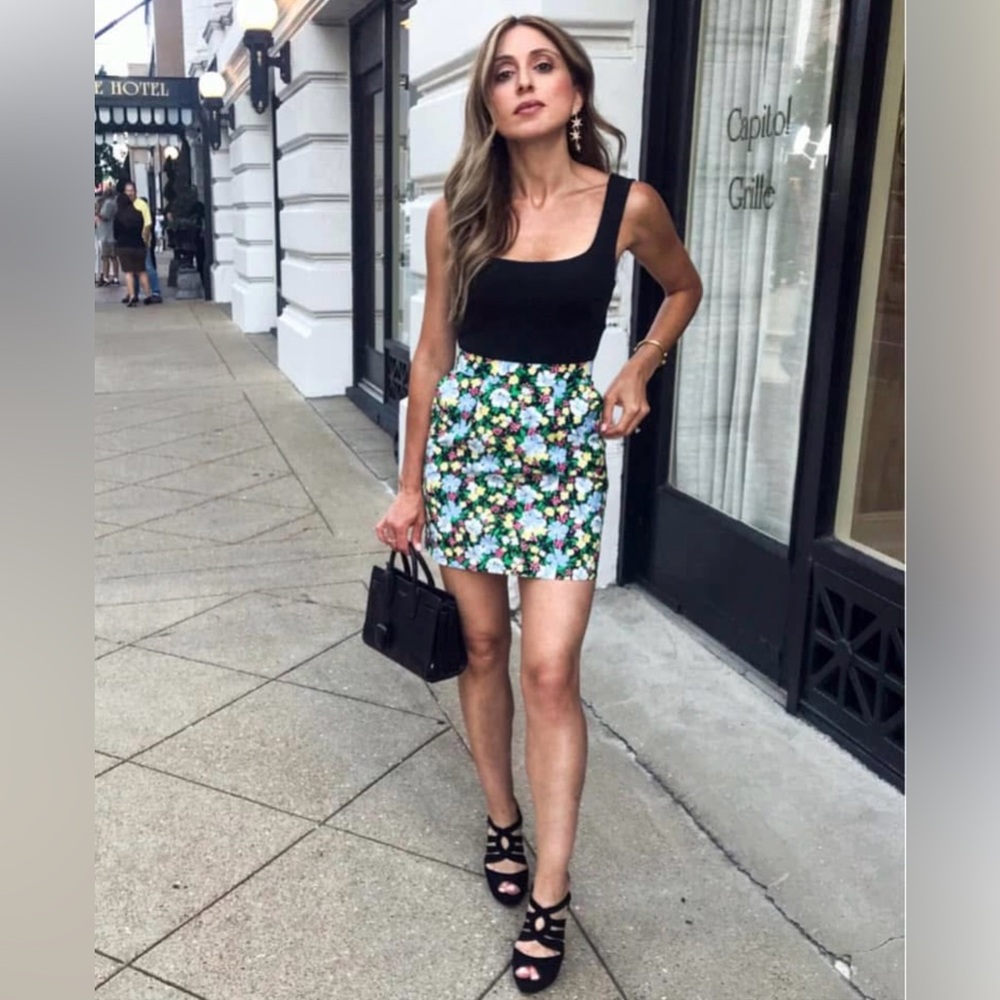 Maje Floral Patterned Mini Skirt